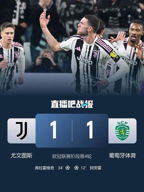 欧冠4场3球！图拉姆助攻，弗拉霍维奇抢点破门，尤文1-1扳平葡体